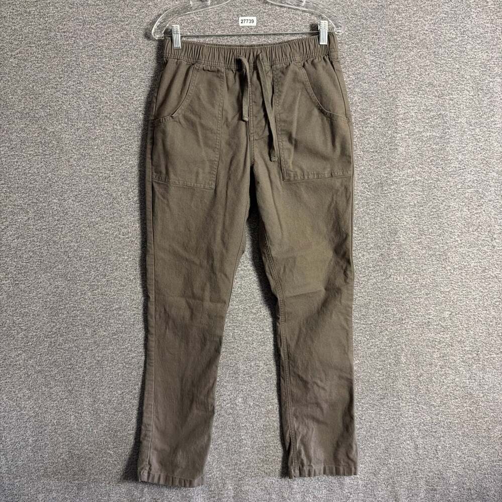 Katin Men's Size Small Brown Canvas Elastic Waist Slim Leg Trails Pant